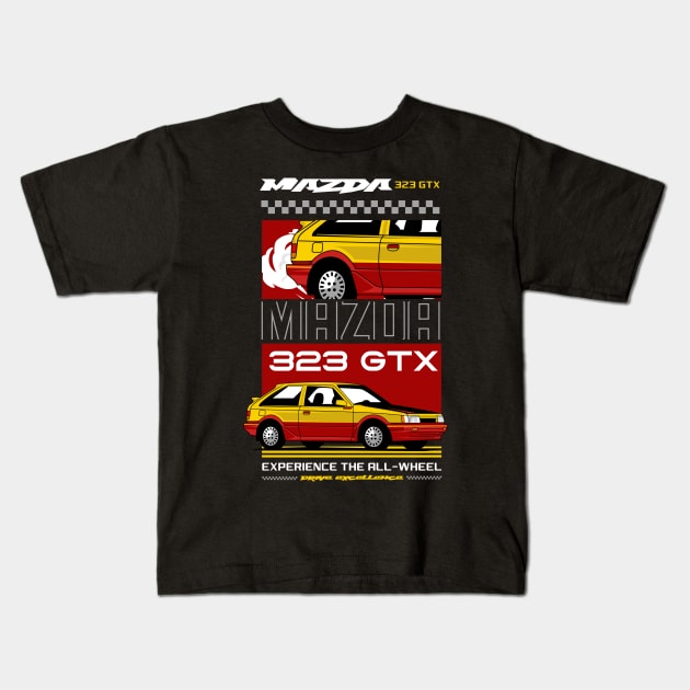 Mazda 323 GTX Racing Heritage Kids T-Shirt by Harrisaputra